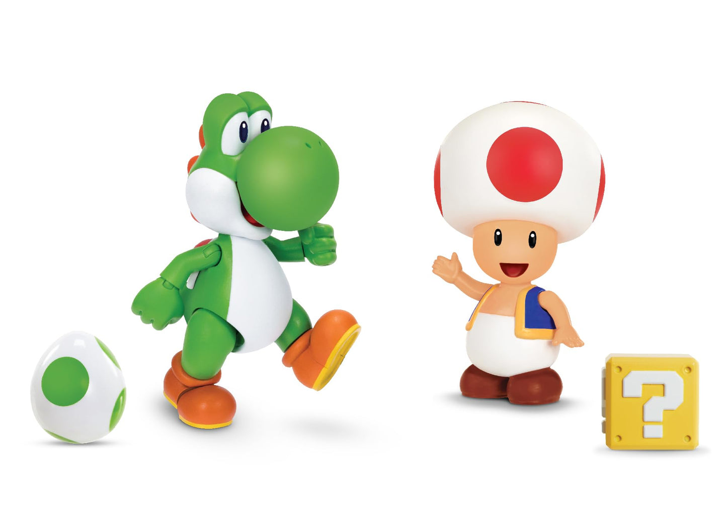 Super Mario 4 Inch Action Figure 2-Pack: Yoshi & Toad with Accessories - Model 416424