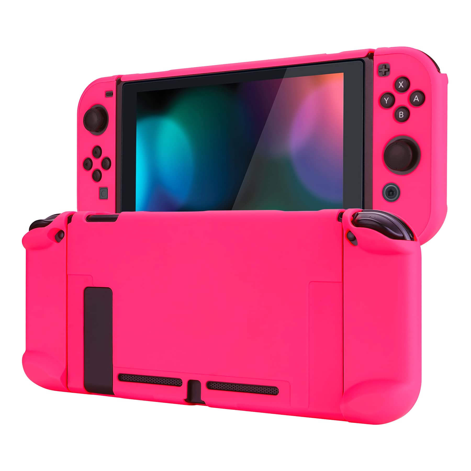 eXtremeRate PlayVital Back Cover for Nintendo Switch - Hard Shell Protector, Bright Pink, Model NTP340