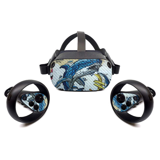 MightySkins Carbon Fiber Skin for Oculus Quest - Robo Shark | Protective  Durable Textured Carbon Fiber Finish | Easy to Apply  Remove  and Change Styles | Made in The USA (CF-OCQU-Robo Shark)
