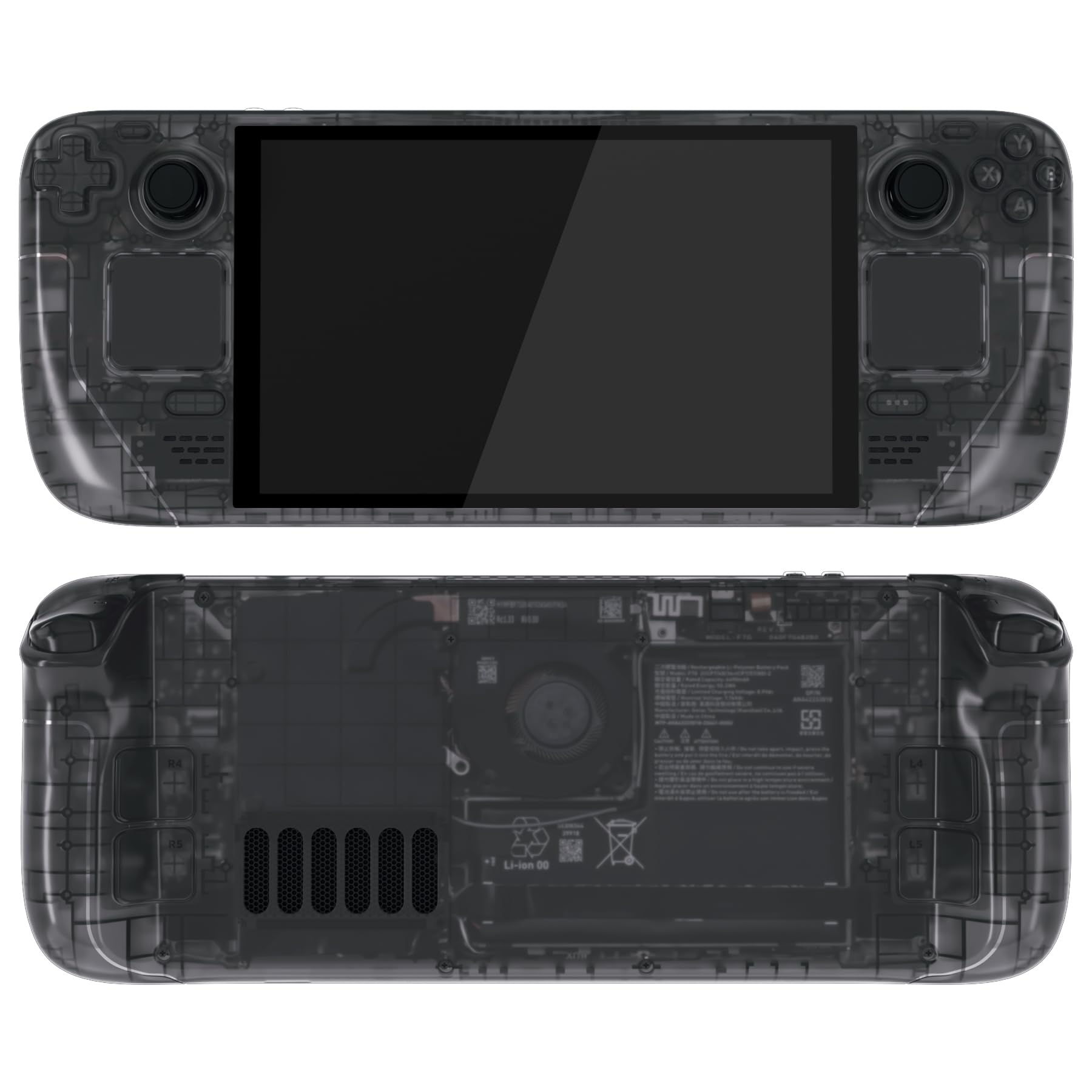 eXtremeRate Replacement Full Set Housing Shell with Buttons for Steam Deck OLED Handheld Console  Custom DIY Clear Slate Black Faceplate Back Plate Trackpad Case for Steam Deck OLED Console