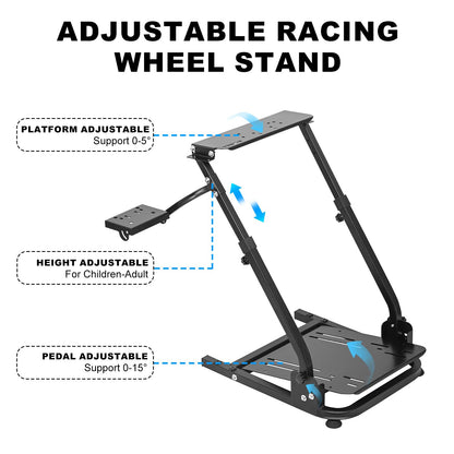 CXRCY Racing Wheel Stand - Height Adjustable & Foldable, Compatible with Logitech G920/G29/G27/G25, Black