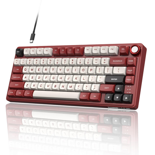 RK ROYAL KLUDGE R75 Mechanical Keyboard Wired with Volume Knob  75% Keyboard Gasket Mounted  RGB Backlit  Creamy Keyboard with MDA Profile  PBT Keycaps  Hot Swappable Pre-lubed Linear Switch