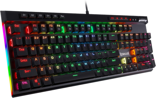 Redragon K580 VATA RGB LED Backlit Mechanical Gaming Keyboard with Macro Keys & Dedicated Media Controls  Hot-Swappable Socket  Onboard Macro Recording (Brown Switches)