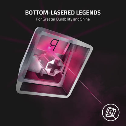 Razer Phantom Keycap Upgrade Set - Translucent Sides, Bottom-Lasered Legends, Mercury White, Universal Compatibility, Model RC21-01740200-R3M1