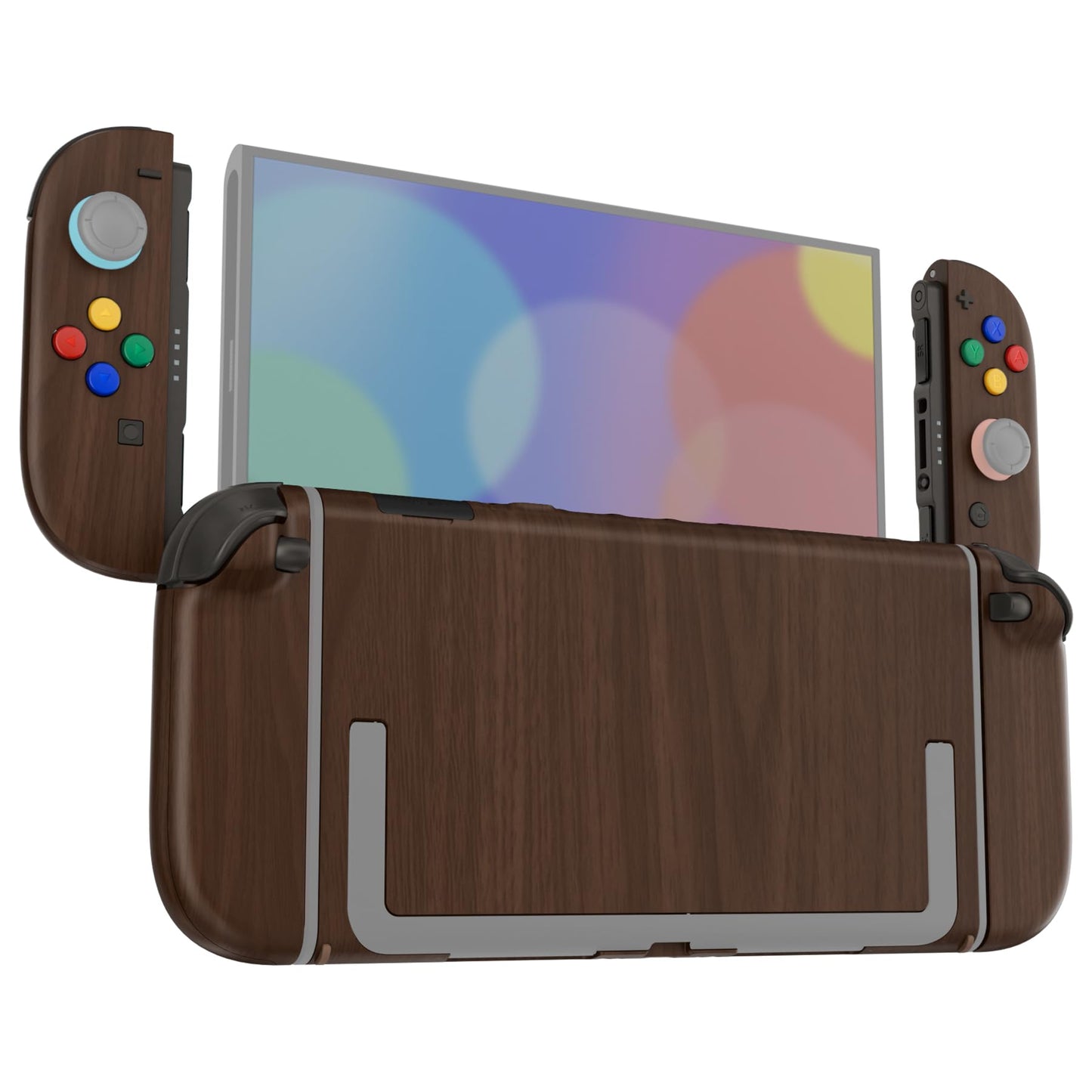 eXtremeRate DIY Replacement Shell Buttons for Nintendo Switch 2  Custom Full Set Rear Back Plate Controller Housing with Buttons for Switch 2 Handheld Console & Joycon 2 - Deluxe Version - Wood Grain