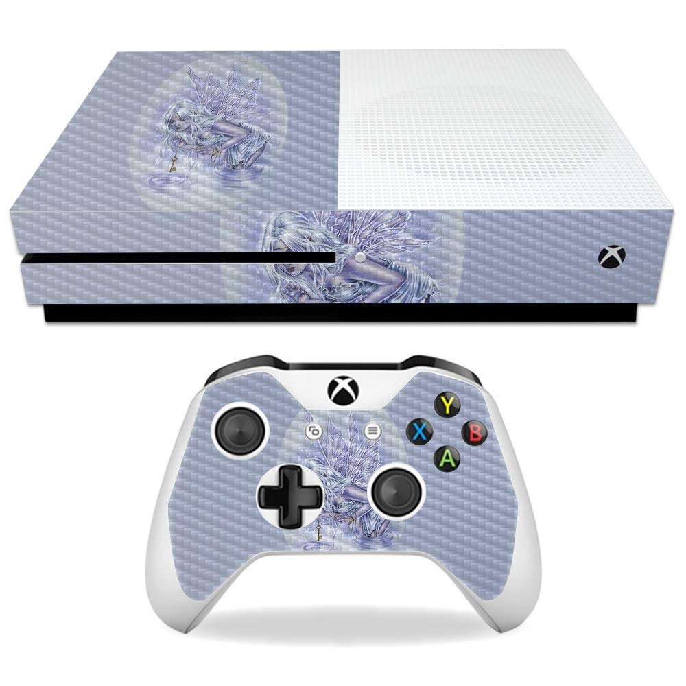 MightySkins Carbon Fiber Skin for Microsoft Xbox One S - Ice Fairy | Protective  Durable Textured Carbon Fiber Finish | Easy to Apply  Remove  and Change Styles | Made in The USA