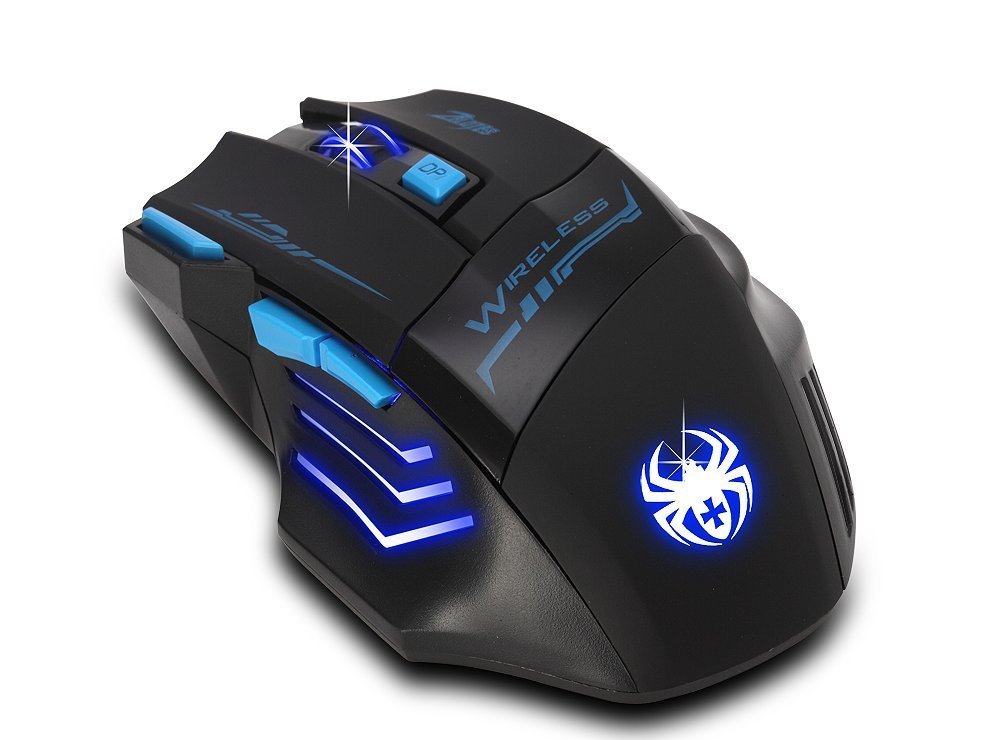 zelotes F14 Wireless Gaming Mouse - 2400 DPI, USB 2.4G, Black, Compatible with Laptop/PC/MacBook