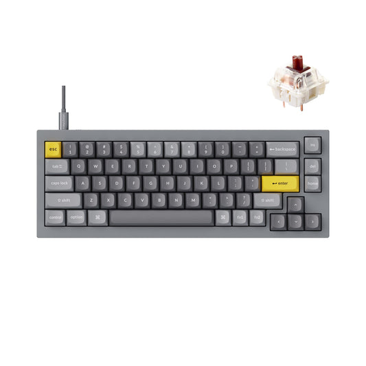 Keychron Q2 Wired Custom Mechanical Keyboard  QMK/VIA Programmable Macro  Full Aluminum  Hot-Swappable Gateron G Pro Brown Switch  65% Layout Double Gasket Compatible with Mac and Windows - Grey