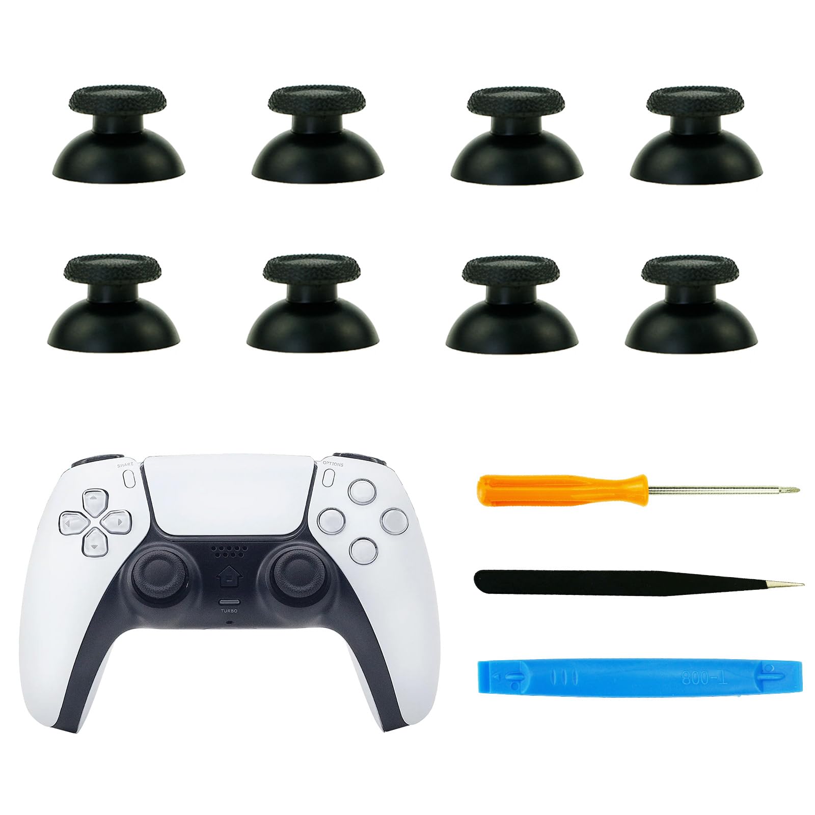 CTHTBZ 8PCS Replacement Thumbstick for PS5 Controller  Analog Joystick Thumb Grips Sticks Repair Kit Screwdriver Compatible with PS5 (Black)