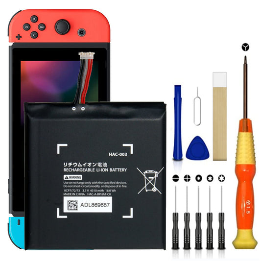 WUHAO Switch Battery Replacement HAC-003 Battery for Nintendo Switch OLED Game Console 2017 HAC-003 HAC-001 with Adhesive Tape Tool Repair Kit