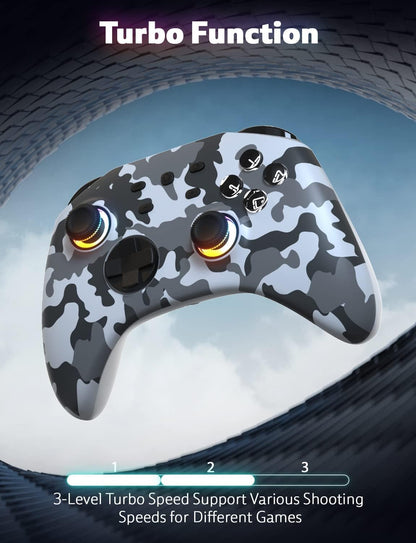 SIMGAL Wireless Switch Controller - RGB, Motion Control, Vibration, Turbo - Compatible with Switch/Switch Lite/OLED, Camo