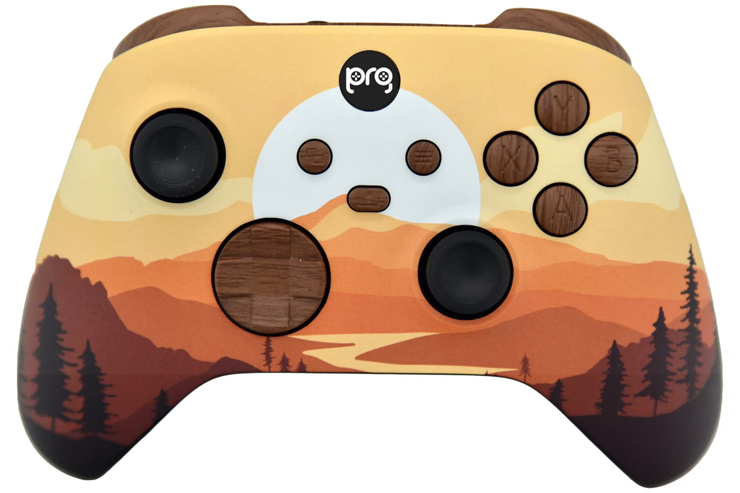 Hand Airbrushed Fade Custom Controller (Mountain Sunset w/Wood Inserts)