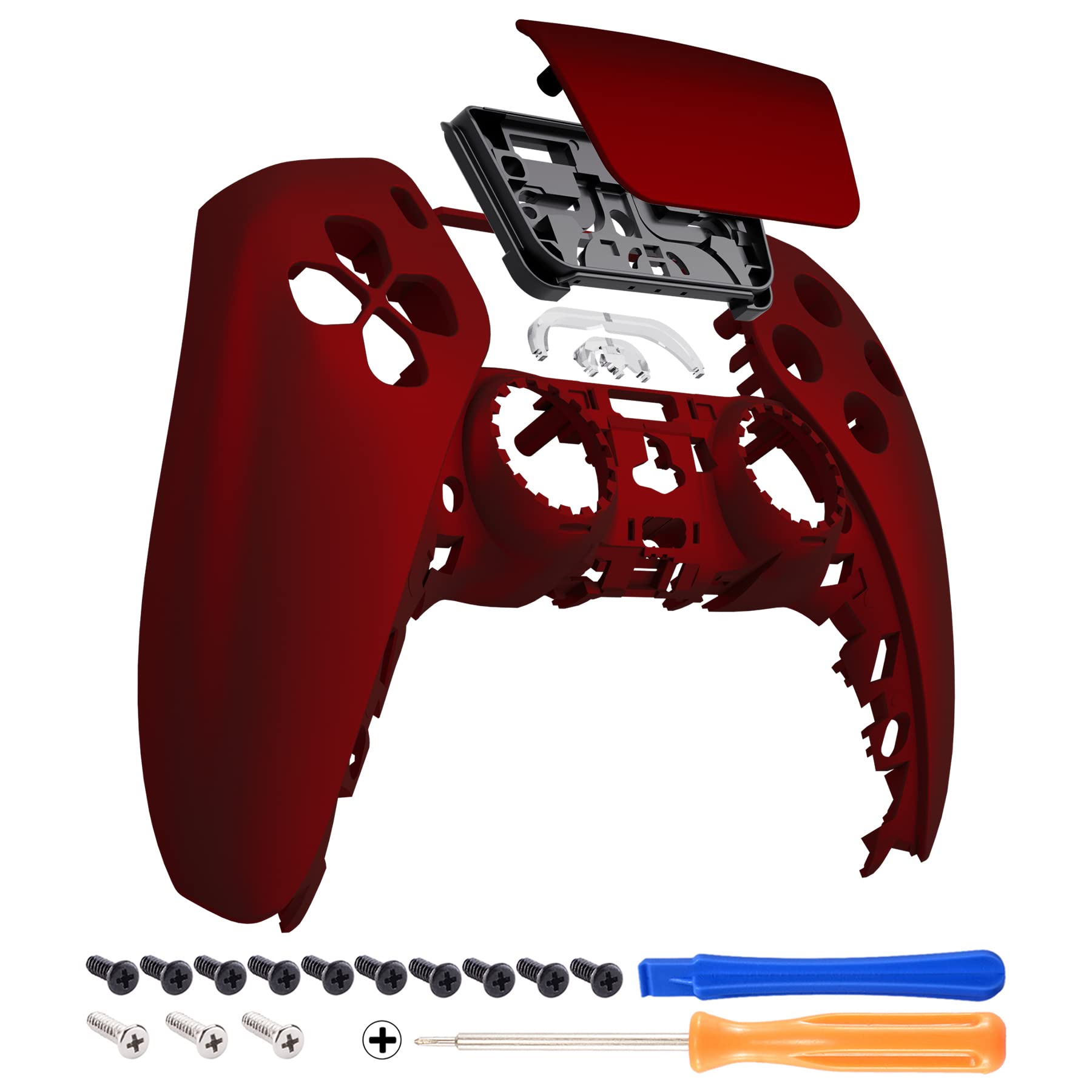 eXtremeRate Scarlet Red Soft Touch Touchpad Front Top Shell Compatible with ps5 Controller BDM-010 020 030 040 050  DIY Replacement Shell Custom Touch Pad Cover Compatible with ps5 Controller
