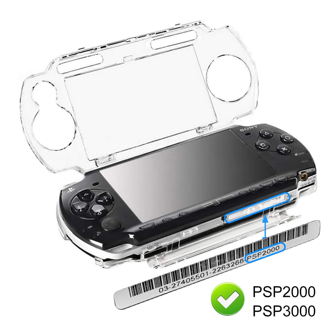 OSTENT Clear Crystal Hard Cover Case for Sony PSP 2000/3000 - Travel Protector Shell