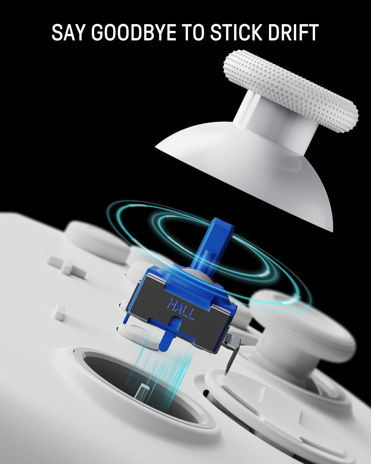 FUNLAB Wireless Switch Pro Controller - White, Firefly Bluetooth Gamepad with RGB LED Colors, Motion Control & Hall Effect Joysticks