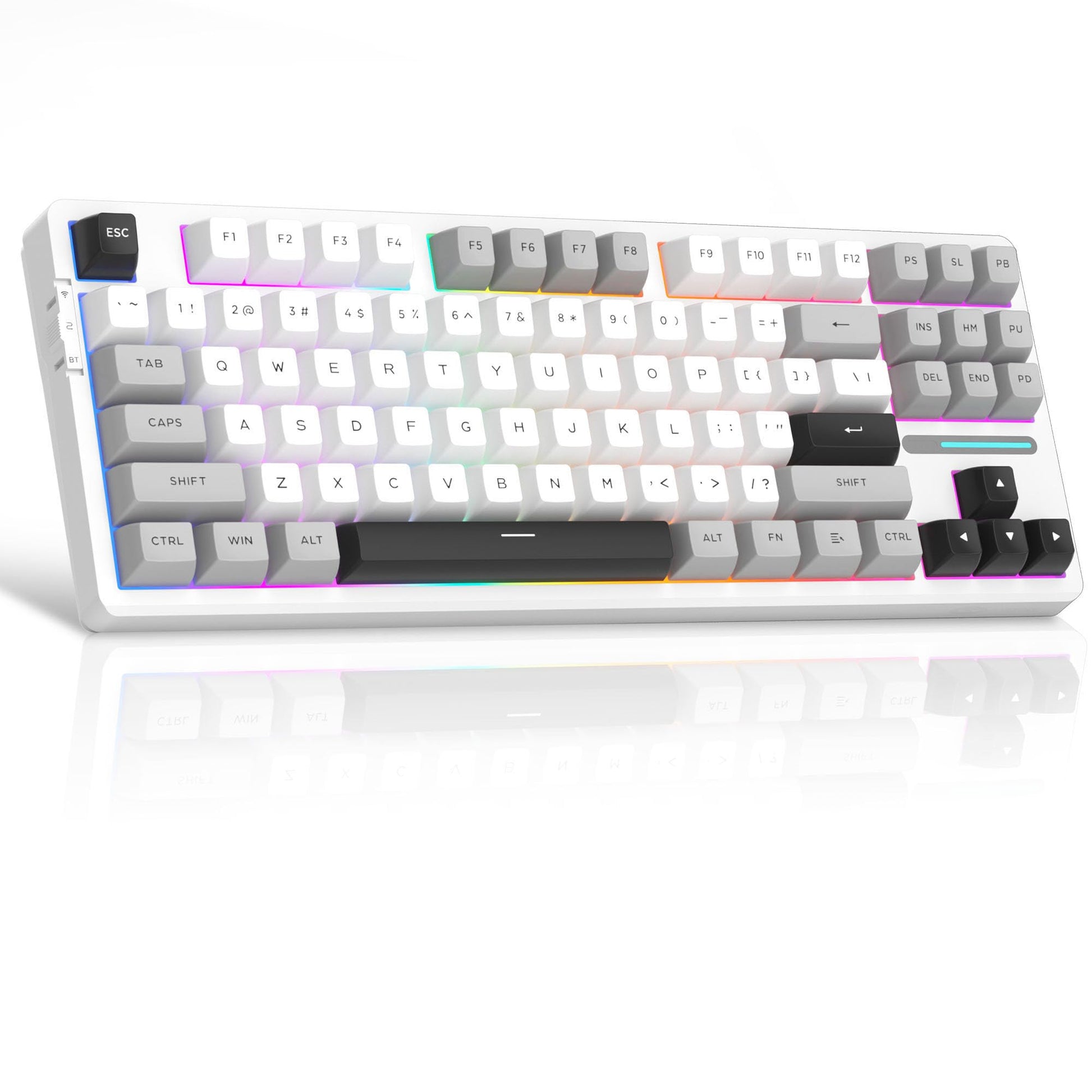 MageGee LIGHT87 Wireless Creamy Keyboard  80% Gasket Hot Swappable Custom Mechanical Keyboard  Tri-Mode 2.4G/USB-C/BT5.0 RGB Backlit Gaming Keyboard for Win/Mac/PC  8000mAh Battery  PBT Keycaps  Grey