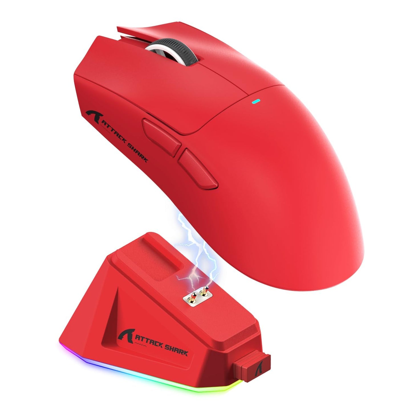 MAGIC-REFINER Wireless Gaming Mouse, 22000 DPI, 5 Programmable Buttons, Superlight Design, Magnetic RGB Dock, Red