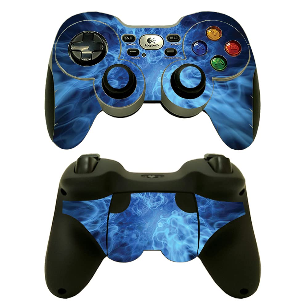 MightySkins Skin Compatible with Logitech Wireless Gamepad F710 - Blue Mystic Flames | Protective  Durable  and Unique Vinyl Decal wrap Cover | Easy to Apply and Change Styles | Made in The USA