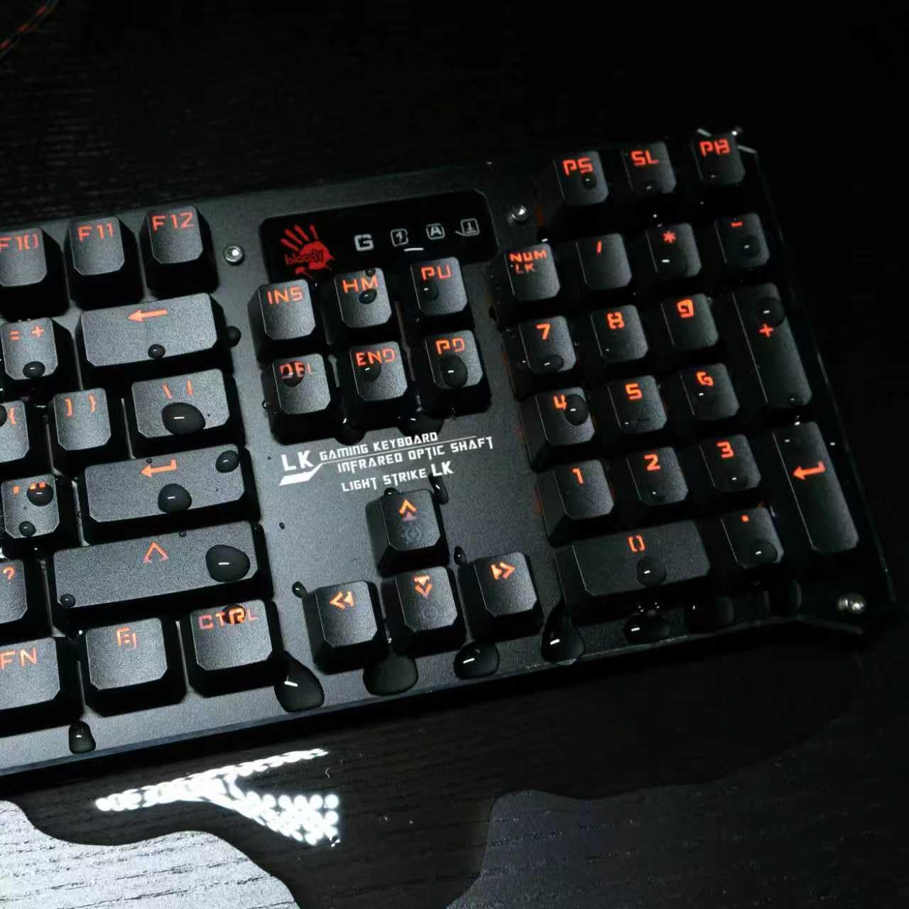 Bloody Light Strike LK Optical Gaming Keyboard - Orange LED, LK Blue Switch, Full Size, Black (Model B840)