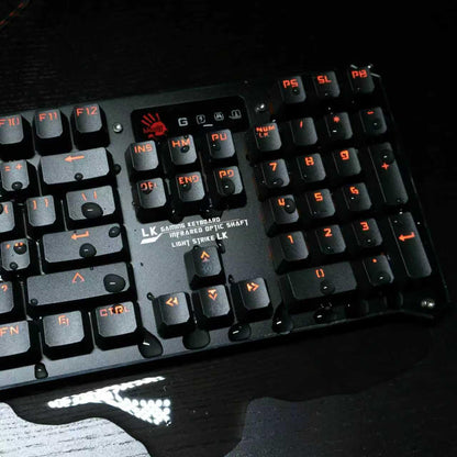 Bloody Light Strike LK Optical Gaming Keyboard - Orange LED, LK Blue Switch, Full Size, Black (Model B840)