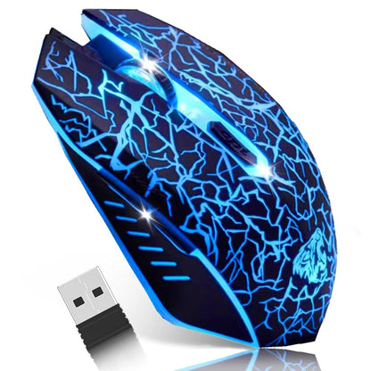VEGCOO C10 Wireless Gaming Mouse - Rechargeable, Silent, 2400/1600/800 DPI, 7 Colors LED Lights, Black