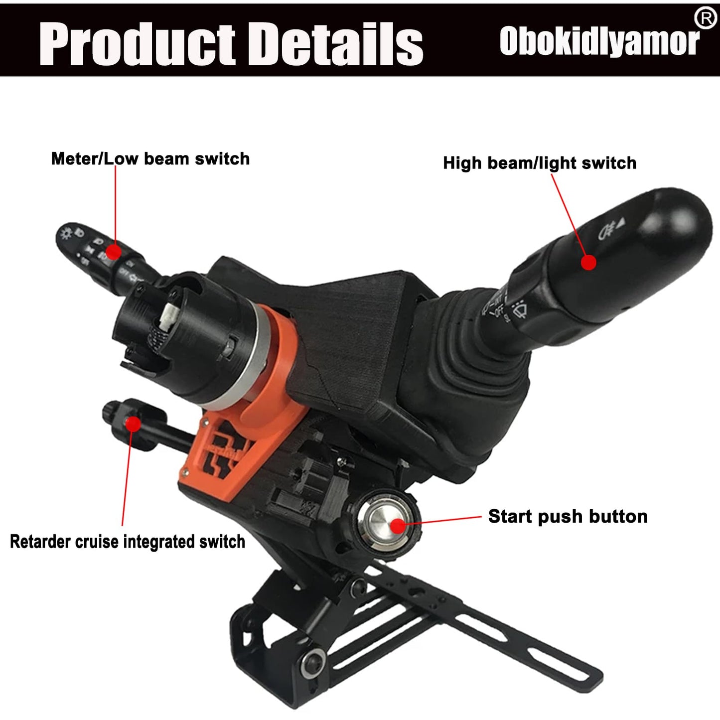 Obokidly DIY Racing Simulator Steering Wheel Turn Signal Wiper Lever Switch for Logitech G27/G29 - Black Upgrade Type