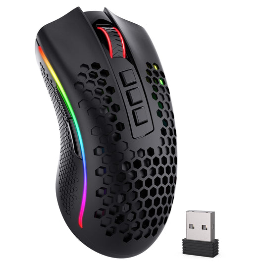Redragon M808 Storm Pro Wireless Gaming Mouse - 16,000 DPI, RGB Honeycomb Design, Black, Model M808 2.4Ghz