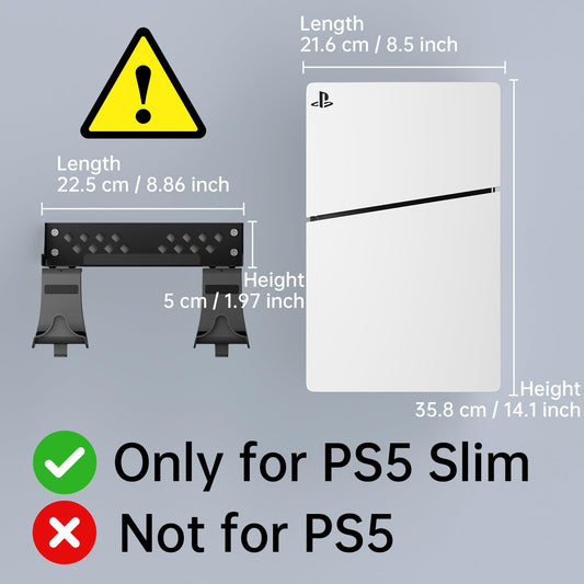 Hosanwell PS5 Slim Wall Mount Kit with Controller Holder & Headphone Mount, Solid Metal, Easy Installation, 9.4*4.7*2.8 in, Black