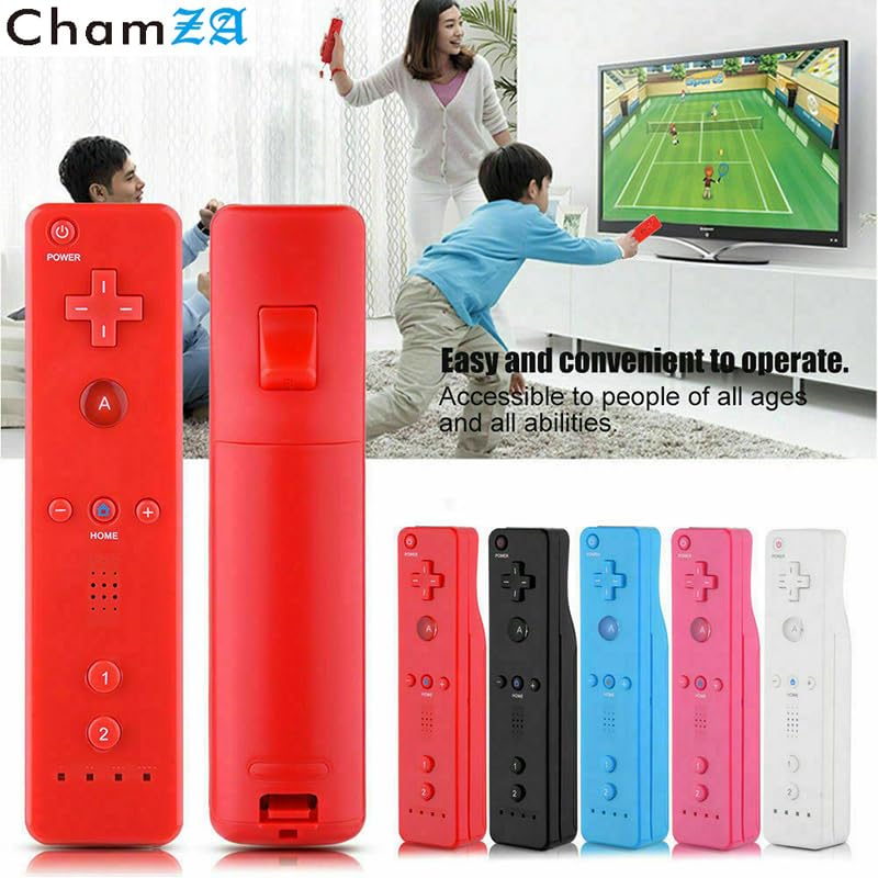 ChamZA Wireless Motion Remote Controller Gamepad for Wii/Wii U - Pink with Silicone Case & Hand Strap