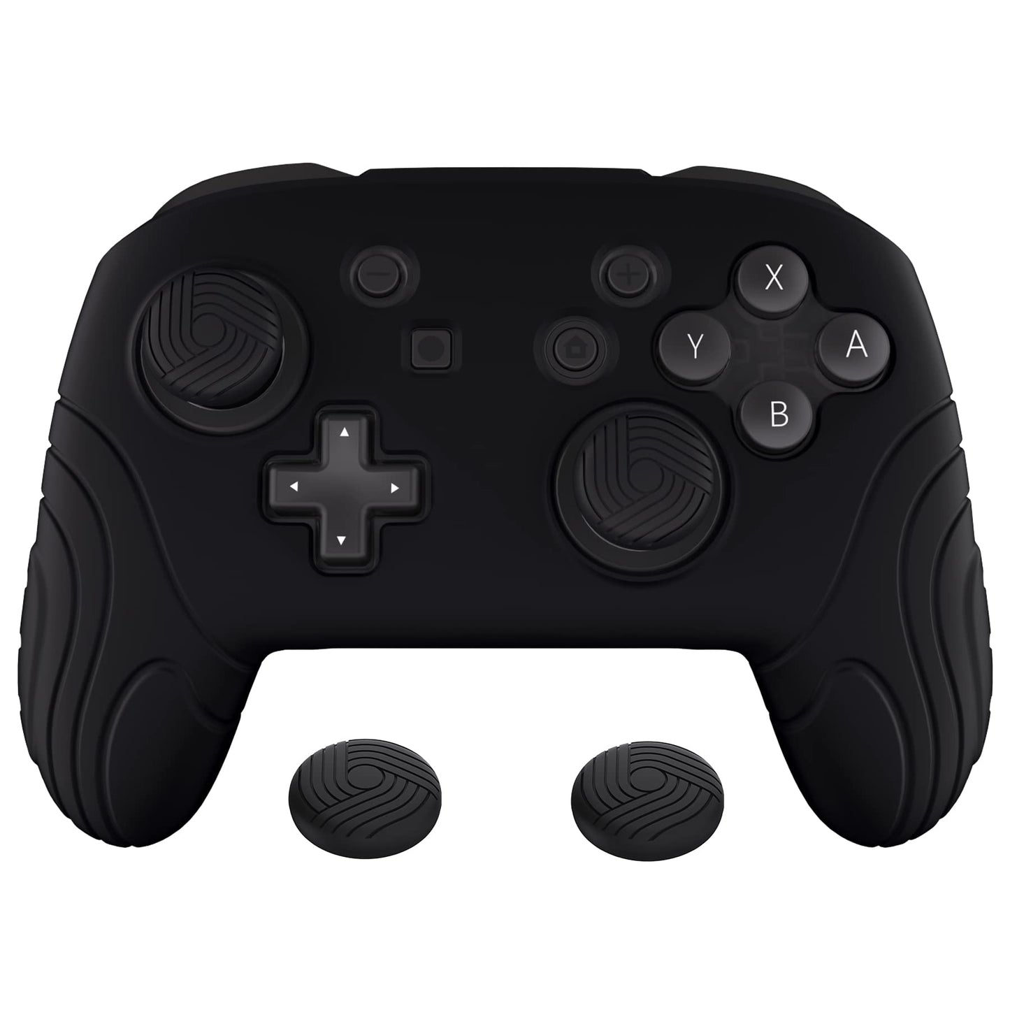 PlayVital Samurai Edition Ergonomic Silicone Skin Protective Case for Nintendo Switch Pro Controller  Soft Anti-slip Controller Grip Protector for Nintendo Switch Pro with Thumb Grip Caps - Black