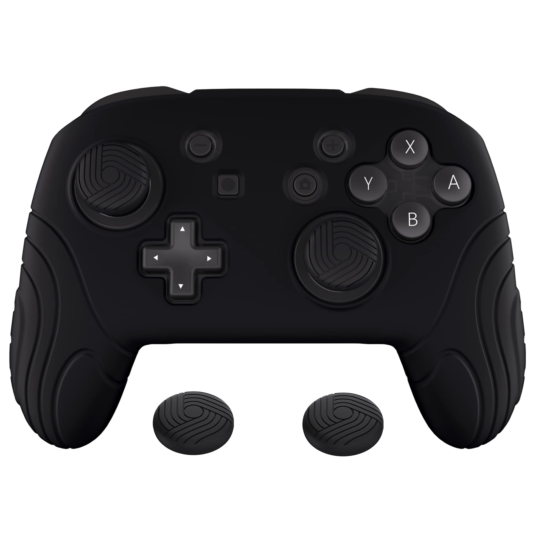 PlayVital Samurai Edition Ergonomic Silicone Skin Protective Case for Nintendo Switch Pro Controller  Soft Anti-slip Controller Grip Protector for Nintendo Switch Pro with Thumb Grip Caps - Black
