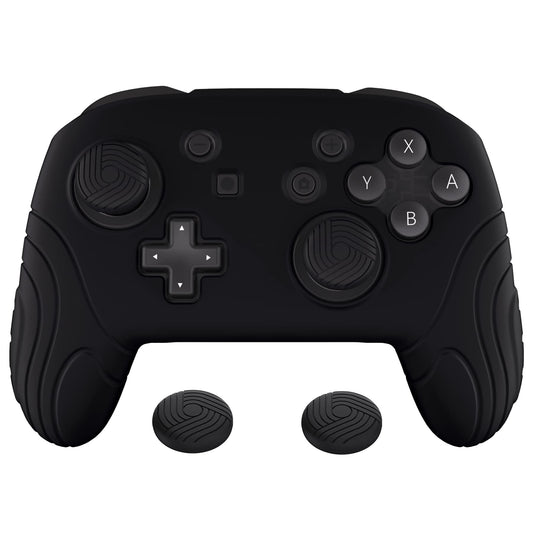 PlayVital Samurai Edition Ergonomic Silicone Skin Protective Case for Nintendo Switch Pro Controller  Soft Anti-slip Controller Grip Protector for Nintendo Switch Pro with Thumb Grip Caps - Black