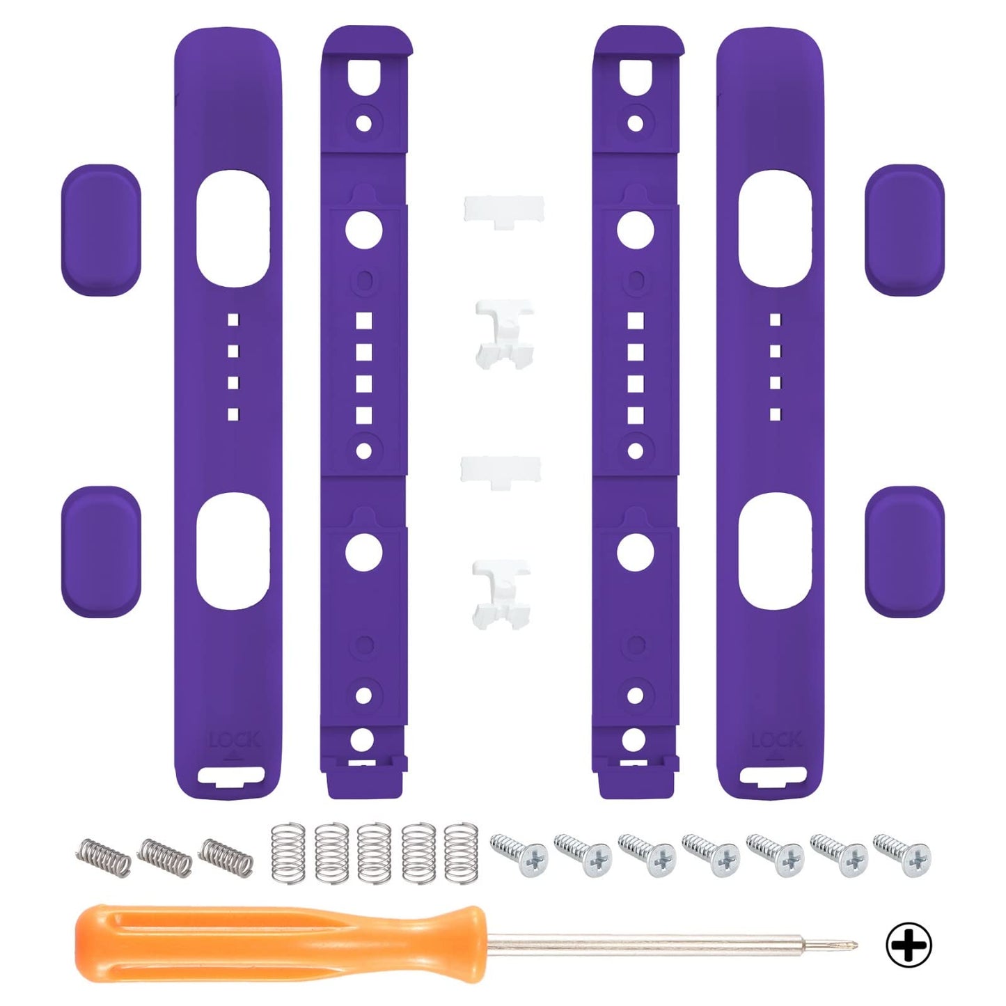 eXtremeRate DIY Replacement Shell for Joycon Strap  Purple Soft Touch Custom Controller Wrist Strap Housing Buttons for Nintendo Switch & Switch OLED Model - 2 Pack