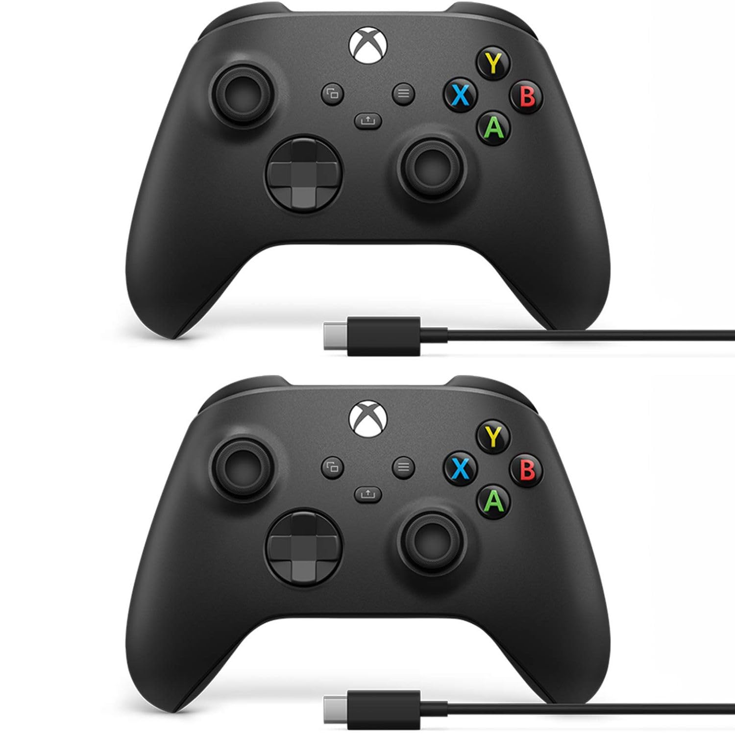 Microsoft Xbox Wireless Controller w/USB-C Cable for PC  Carbon Black  1V8-00001 (2-Pack)