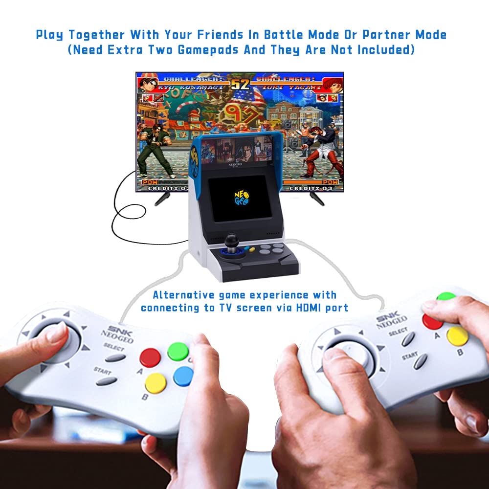 UNICO NEOGEO Mini Arcade - 40 Classic SNK Games, 3.5” LCD Screen, HDMI, 2 Gamepad Ports, International Version