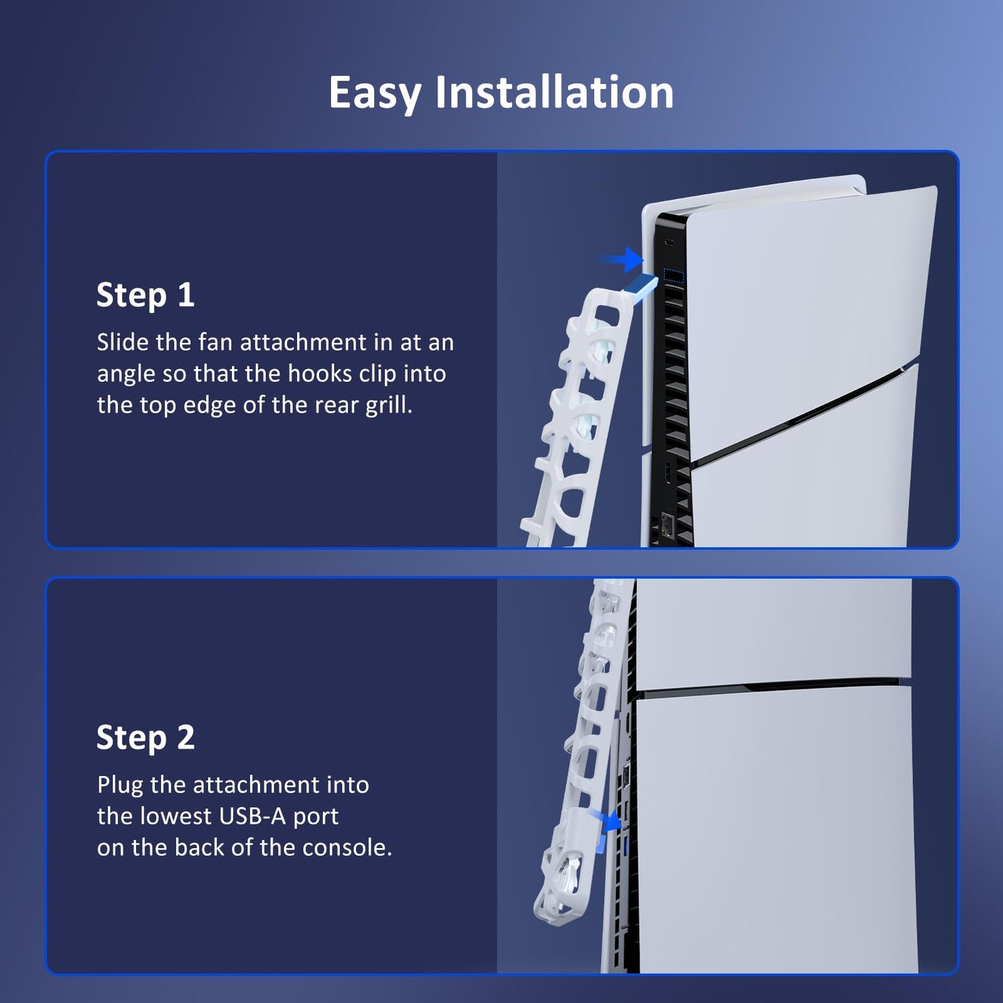 NexiGo PS5 Slim Cooling Fan - Silent, Adjustable Speed, Auto On/Off, USB 3.0, Efficient Cooling for PS5 Slim Disc/Digital (White)