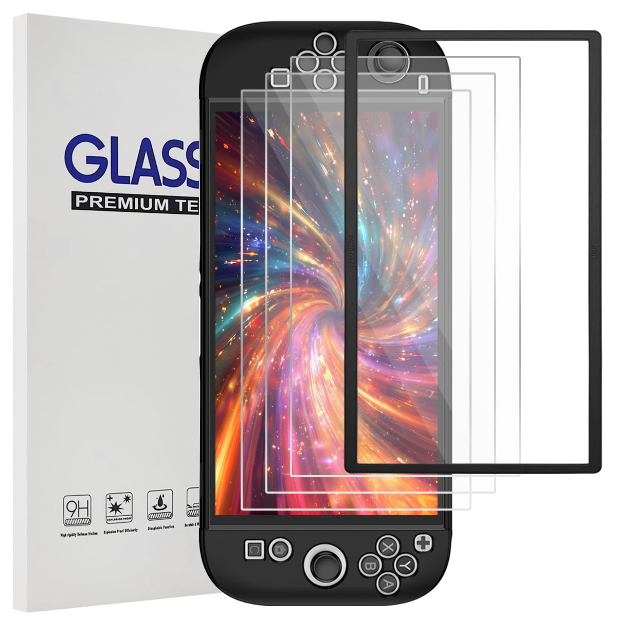 lyfLux Compatible with Switch 2 Screen Protector 2025  3 Pack Tempered Glass with Installation Frame  High Hardness  HD Clear  Bubble-Free  Screen Guard for Switch 2 Console