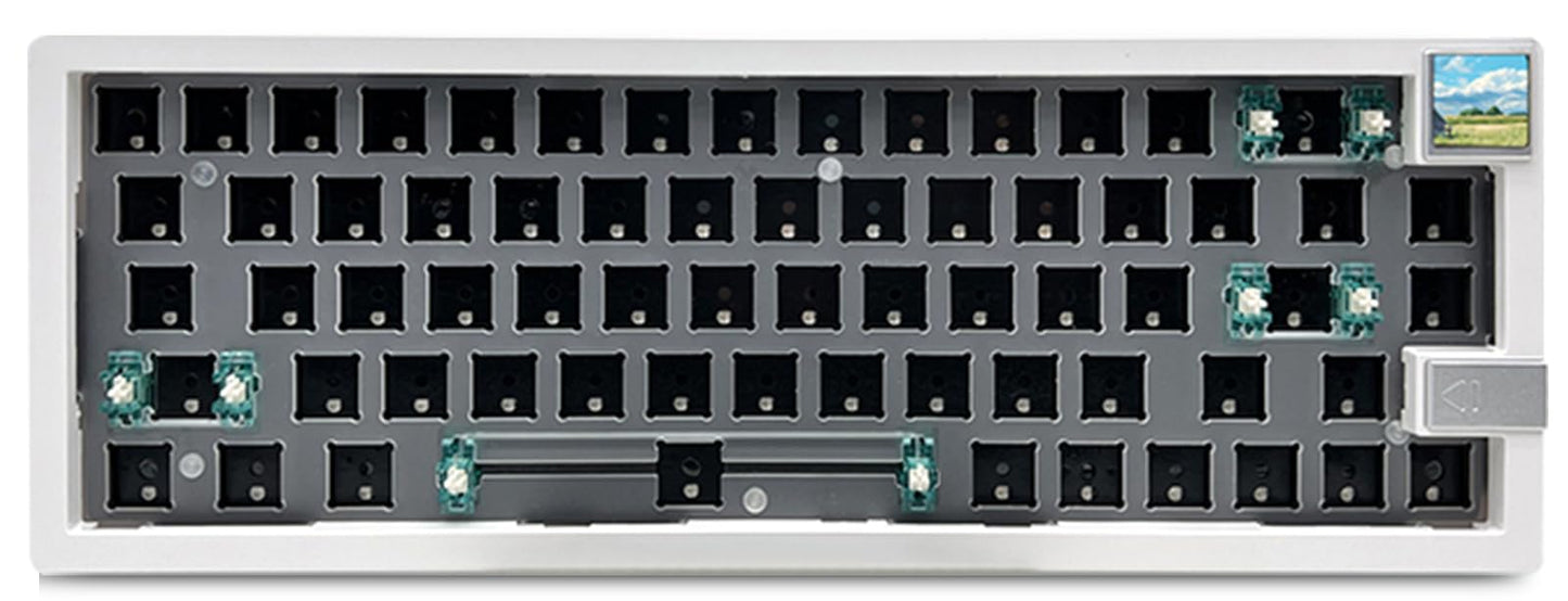 ZMX GMK67S 65% Gasket Mount Hot Swap Mechanical Keyboard - Tri-Mode BT5.0/2.4G/Type-C, White with TFT-LCD Screen