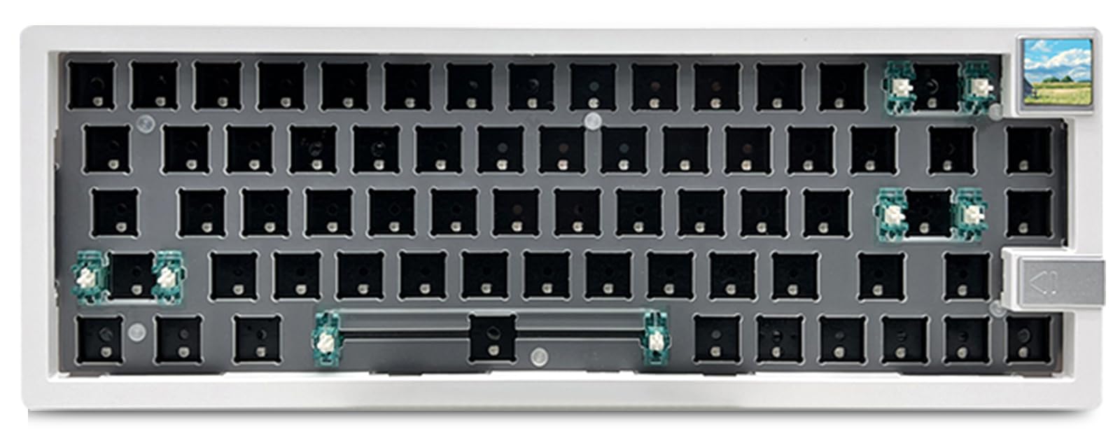 ZMX GMK67S 65% Gasket Mount Hot Swap Mechanical Keyboard - Tri-Mode BT5.0/2.4G/Type-C, White with TFT-LCD Screen