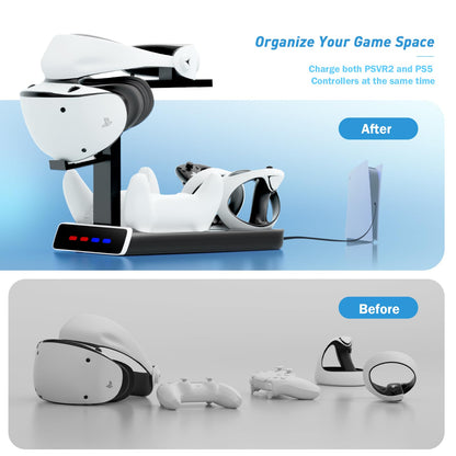 bainenjia 3-in-1 Controller Charging Dock for PSVR2 & PS5, LED Light, Multi Function Showcase Stand, PSVR Stand