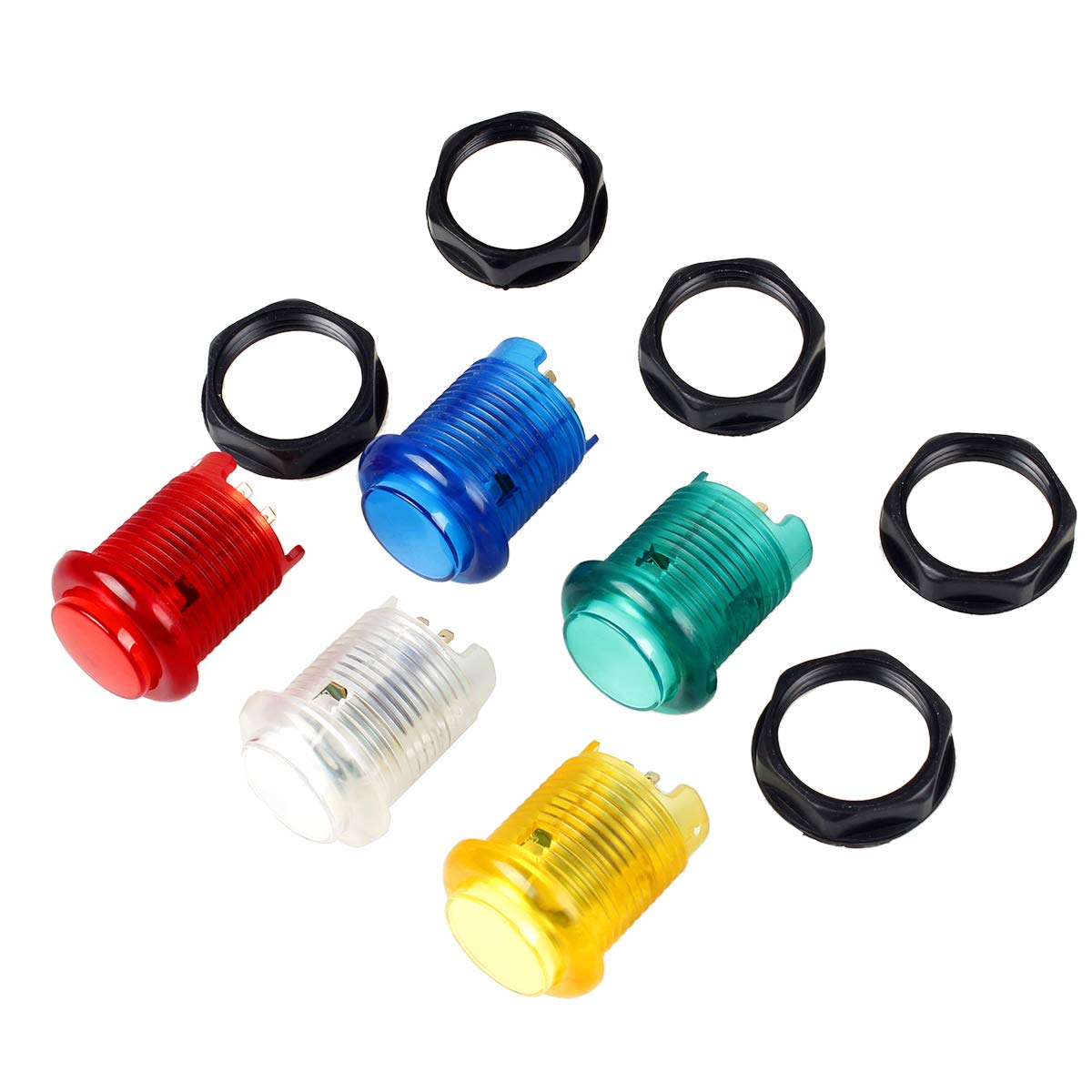 EG STARTS Arcade LED Push Button Switch - 5V Illuminated, 30mm, Available in Red, Blue, Yellow, Green for DIY Kits & Games