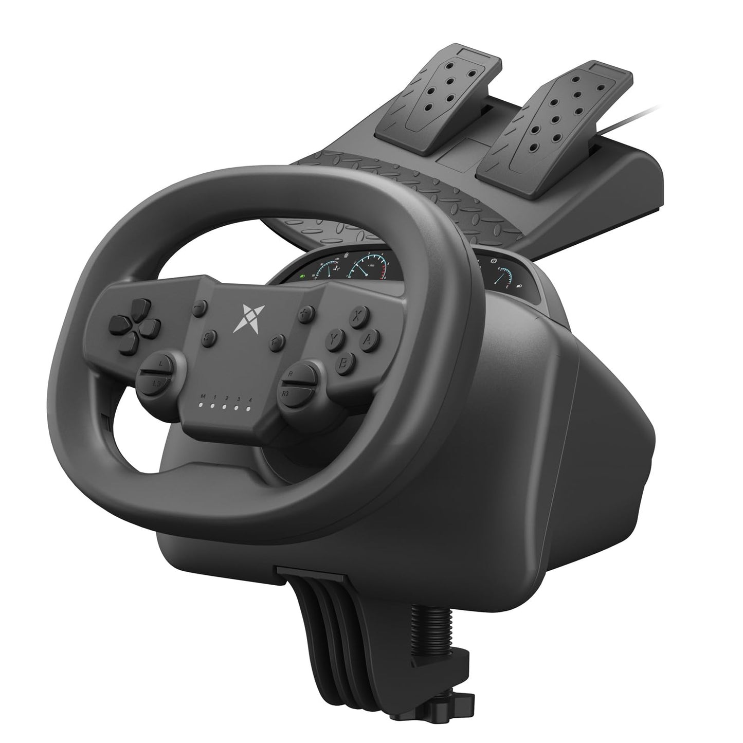 NBCP Wireless Gaming Steering Wheel - Bluetooth 5.0 Racing Wheel for Nintendo Switch (Mario Kart), PS4, PC & Android with Respon