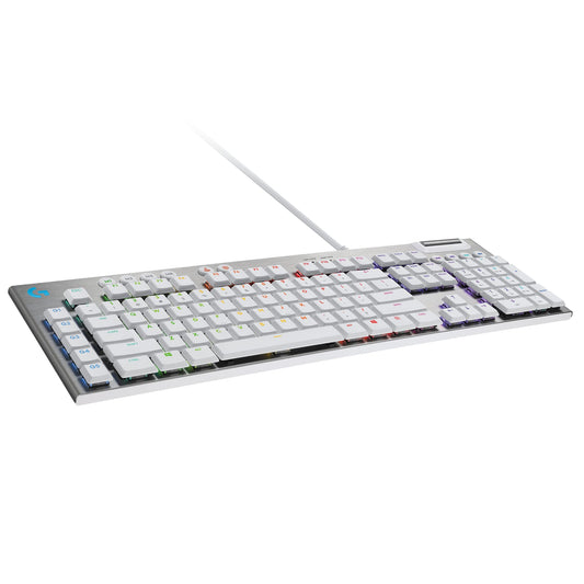Logitech G815 LIGHTSYNC RGB Mechanical Gaming Keyboard, Full Size, Low Profile GL Tactile Switches, USB Passthrough, White