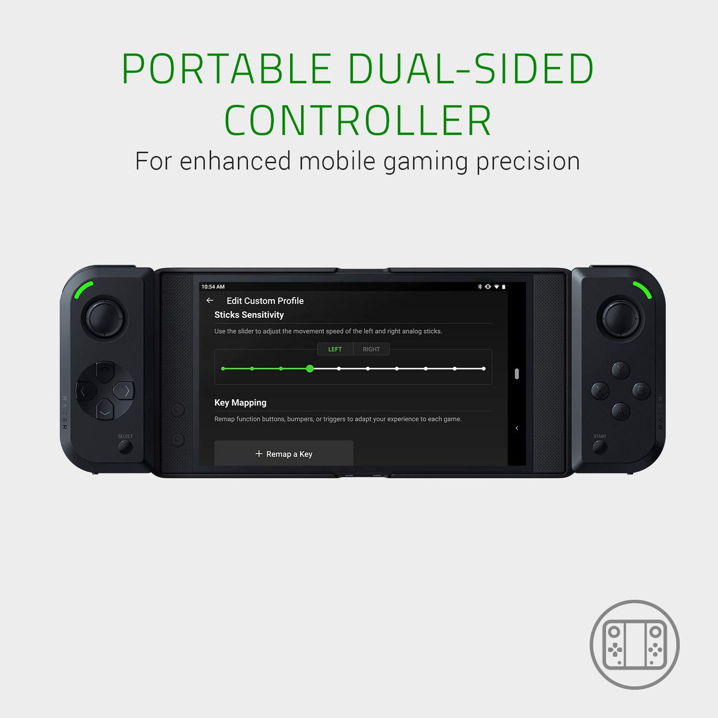 Razer Junglecat Mobile Game Controller - Dual-Sided, Bluetooth, 100 Hr Battery Life - Black, Compatible with Razer Phone 2, Galaxy S10+