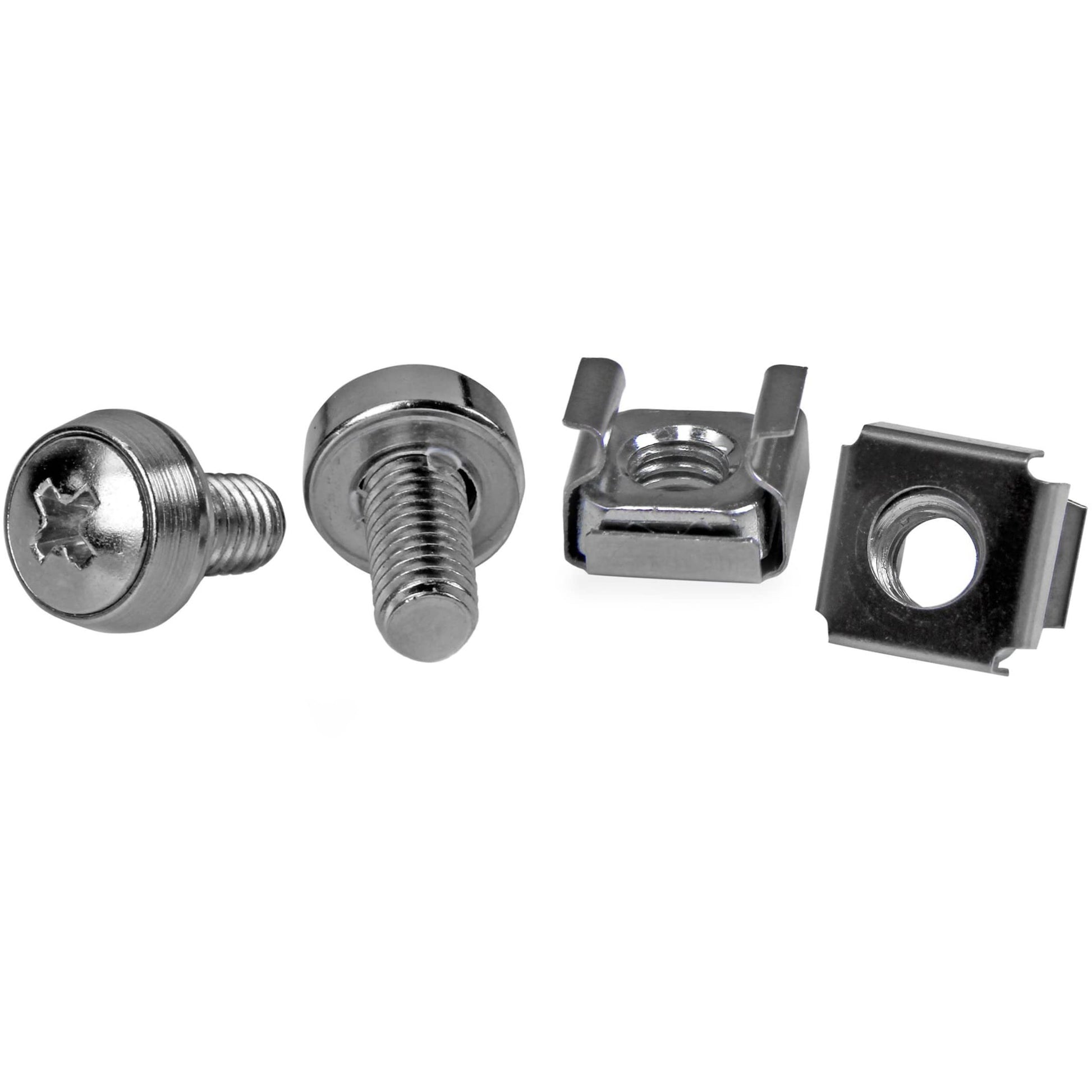 StarTech.com M6 Screws and Cage Nuts - 50 Pack - M6 Mounting Screws and Cage Nuts for Server Rack and Cabinet - Silver   TAA (CABSCREWM6)