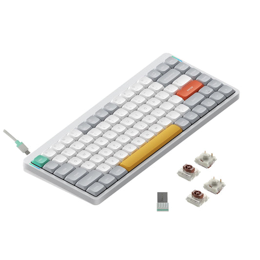 nuphy Air75 V2 Portable 75% Mechanical Keyboard Wireless Keyboard Supports Bluetooth/2.4G/USB-C RGB Gaming Keyboard Compatible with Windows/Mac OS/Linux Systems White-Gateron Brown Switch