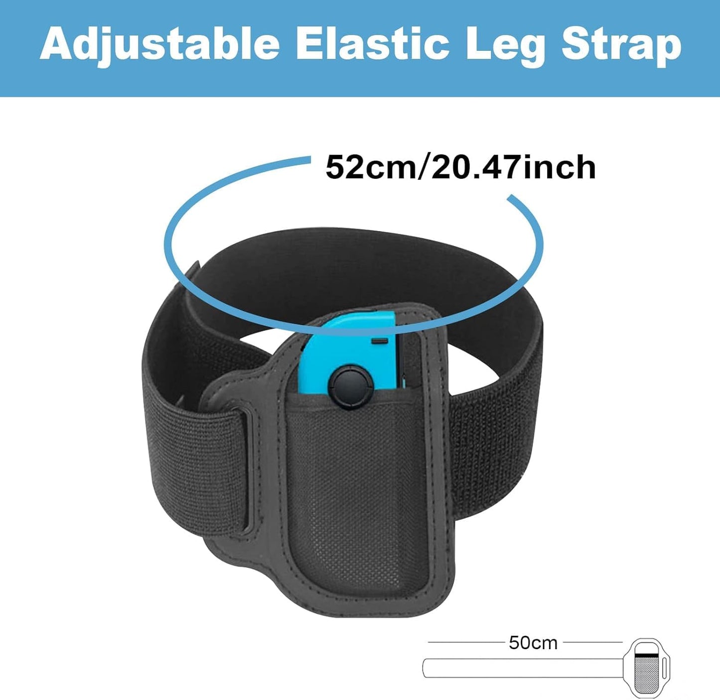 JoyHood Leg Strap for Switch/Switch OLED - Adjustable Elastic Black for Adults & Kids, Compatible with Switch Sports and Ring Fit Adventure