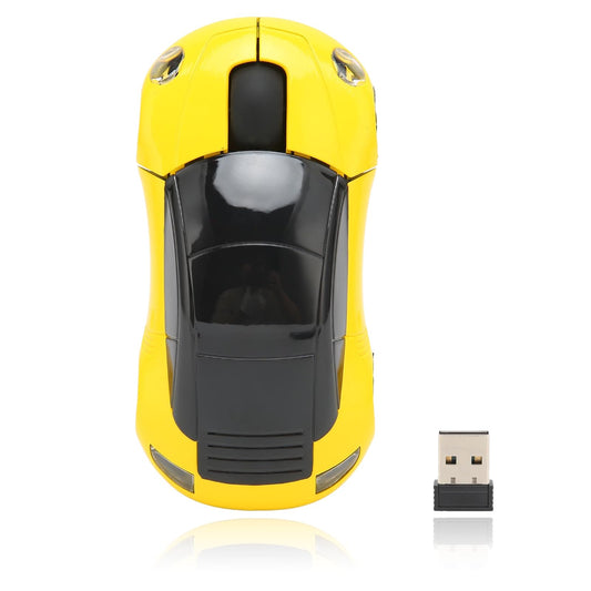Dpofirs Sports Car Mouse - 2.4G Wireless USB Gaming Mouse, Yellow, Model Dpofirsfw8pneckmz8320
