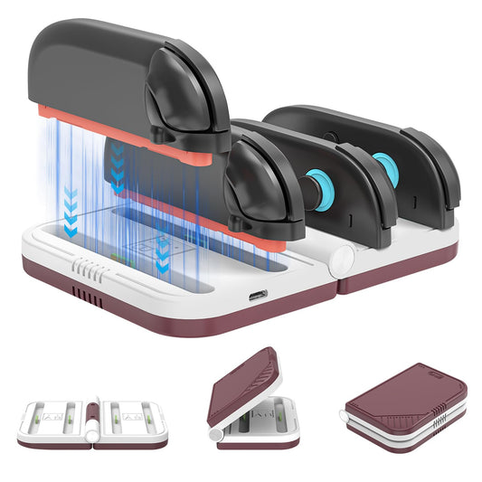 Foldable 4-Slot Charging Dock for Nintendo Switch 2  Portable Tpartyl-Ready Charging Station with LED Indicators  Fast Charging for JoyCons Controllers (Claret)