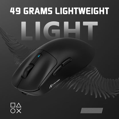 MAMBASNAKE X3 Wireless Gaming Mouse - Ultralight 49g, 26000 DPI, Tri-Mode, 200Hrs Battery, Black